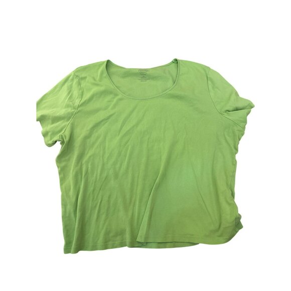 Talbots Womens Plus Size 3X Petite Green Short Sleeve T-Shirt Solid Print - Picture 1 of 3